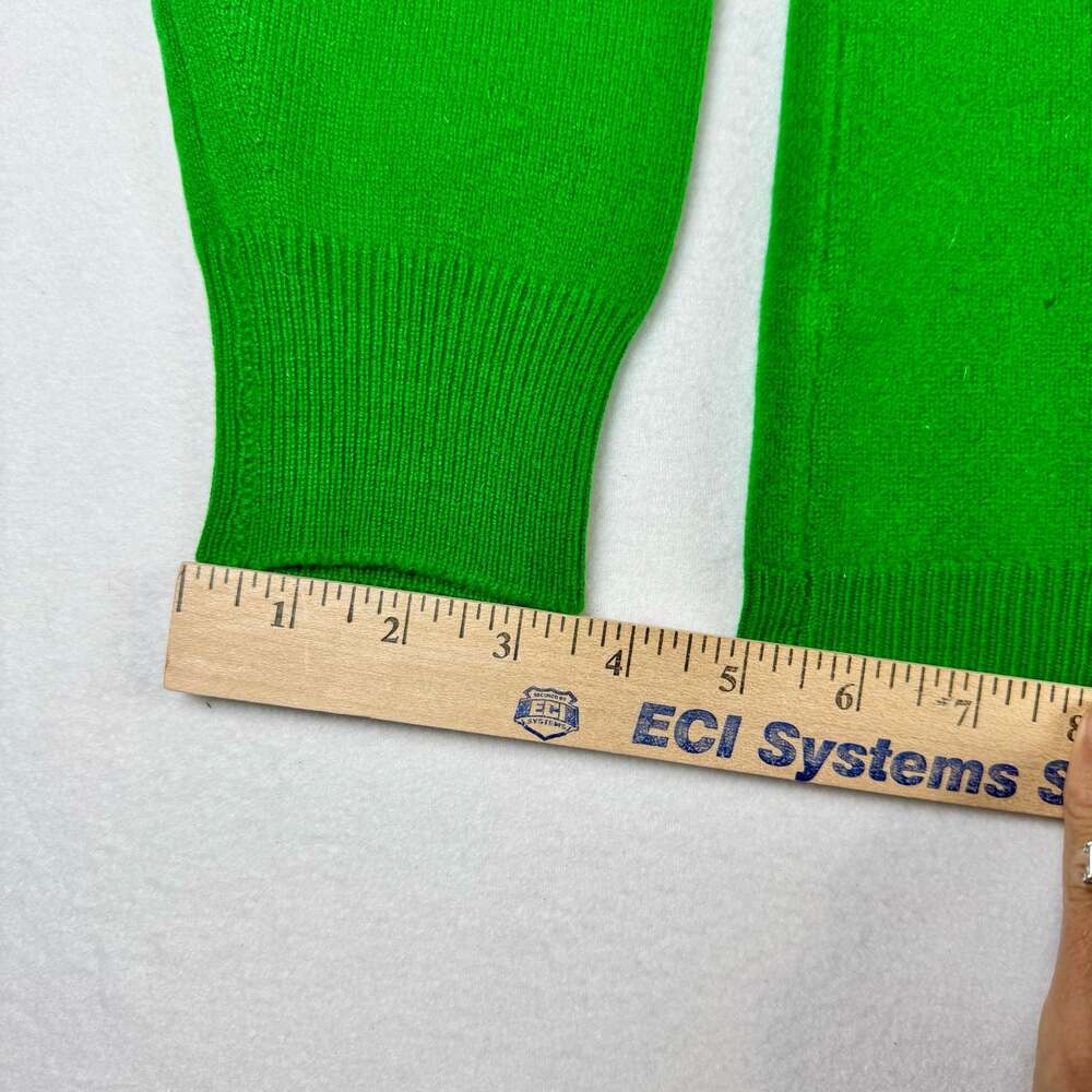 Vintage 100% Pure Cashmere Green Cardigan Sweater Size 46 - Picture 10 of 12